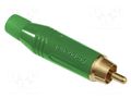 Connector: RCA; plug; male; straight; soldering; green; gold-plated AMPHENOL ACPR-GRN