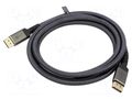 Cable; DisplayPort plug,both sides; textile; Len: 2m; black-grey GOOBAY GOOBAY-75680