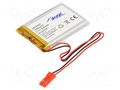 Re-battery: Li-Po; 3.7V; 900mAh; cables,JST SYP-02T-1 socket AKYGA BATTERY AKY-LP523450