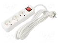 Extension lead; 3x1.5mm2; Sockets: 3; rubber; white; 3m; 10A LANBERG PS1-03E-0300-W
