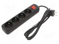 Extension lead; 3x1mm2; Sockets: 4; rubber; black; 1.5m; 10A LANBERG PS1-04E-0150-BK