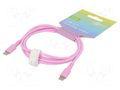 Cable; USB 2.0; USB C plug,both sides; 1.5m; pink; silicone; 60W GOOBAY GOOBAY-77746