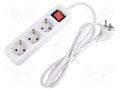 Extension lead; 3x1mm2; Schuko; Sockets: 3; rubber; white; 1.5m; 10A LANBERG PS1-03F-0150-W