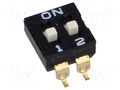 Switch: DIP-SWITCH; Poles number: 2; OFF-ON; 0.025A/24VDC; Pos: 2 CONNFLY DS1040-01-02SBWB