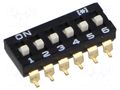 Switch: DIP-SWITCH; Poles number: 6; OFF-ON; 0.025A/24VDC; Pos: 2 CONNFLY DS1040-01-06SBWB