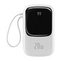 Baseus Qpow Digital Display Power Bank with Fast Charging 20000mAh 20W QC/PD/SCP/FCP with Built-in Lightning Cable White, Baseus 6932172620660 6932172620660