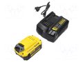 Re-battery: Li-Ion; 18V; 2Ah; Kit: charger; FATMAX V20 STANLEY STL-SFMCB14M1-QW