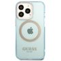 Guess Gold Outline Translucent MagSafe case for iPhone 13 Pro / iPhone 13 - blue, Guess 3666339056995 3666339056995