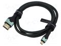 Cable; HDMI plug,micro HDMI plug; textile; HDMI 2.1; 4K,8K; 1m VENTION AGKGF