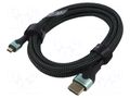 Cable; HDMI plug,micro HDMI plug; textile; HDMI 2.1; 4K,8K; 2m VENTION AGKGH