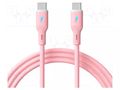 Cable; USB 2.0; USB C plug,both sides; nickel plated; 1m; pink; Cu AKYGA AK-USB-66