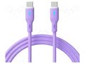 Cable; USB 2.0; USB C plug,both sides; nickel plated; 1m; violet AKYGA AK-USB-70