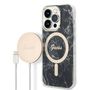 Set Guess GUBPP14LHMEACSK Case+ Charger iPhone 14 Pro 6.1" black/black hard case Marble MagSafe, Guess 3666339103132 3666339103132