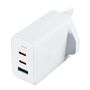 Acefast charger GaN 65W 3 ports (1xUSB, 2xUSB C PD) UK plug white (A44), Acefast 6974316281801 6974316281801