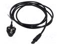 Cable; 2x0.75mm2; IEC C7 female,IS 1293 (D) plug; PVC; 3m; black LIAN DUNG SN50-2/07/3BK