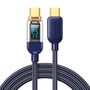 Joyroom A4 USB-C / USB-C 100W 1.2m Cable with Display - Blue, Joyroom 6956116725839 6956116725839