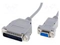 Cable; D-Sub 25pin plug,D-Sub 9pin socket; Len: 2m; snapped-in BQ CABLE C-09G25W/2-P