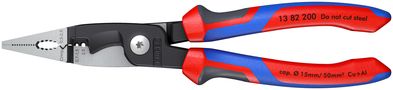 KNIPEX 13 82 200 Pliers for Electrical Installation with comfort handles black atramentized 200 mm 13 82 200 4003773075080