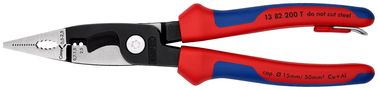 KNIPEX 13 82 200 T Pliers for Electrical Installation with multi-component grips, with integrated tether attachment point for a tool tether black atramentized 200 mm 13 82 200 T 4003773079972