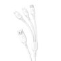 USB cable - USB C / micro USB / Lightning 480Mb/s 6A 1.2m - white, Dudao 6973687244606 6973687244606