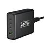 GaN Wozinsky WGCSB 240W USB-A / 3 x USB-C Wall Charger - Black, Wozinsky 5907769308680 5907769308680