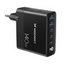 GaN Wozinsky CGWCB 140W Wall Charger 3 x USB-C / 2 x USB-A - Black, Wozinsky 5907769308635 5907769308635