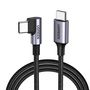 Ugreen US255 50122 USB-C (straight) / USB-C (angled) PD QC cable 60W 3A 0.5m - gray, Ugreen 6957303803729 6957303803729