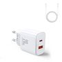 EU Joyroom JR-TCF05 20W USB-A USB-C charger + USB-C cable - white, Joyroom 6941237128782 6941237128782