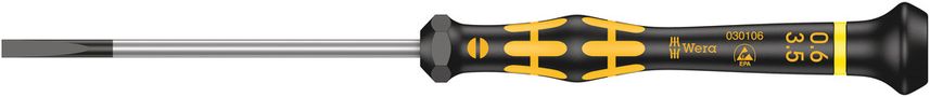 1578 A ESD Kraftform Micro screwdriver for slotted screws, 0.60x3.5x80, Wera 05030106001