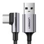 Ugreen US284 70255 USB-A (straight) / USB-C (angled) 3A Cable 3m - Gray, Ugreen 70255-ugreen 70255-ugreen