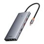 HUB Baseus PortalJoy Series 13in1 USB-C - 2x HDMI / DP / VGA / USB-A 3.1 / USB-C 3.1 / USB-A 2.0 / PD / RJ45 / SD / TF / AUX - gray, Baseus B00053002811-01 B00053002811-01
