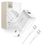Tech-Protect C20W USB-C PD 20W / USB-A QC 3.0 charger with USB-C / USB-C cable - white, Tech-Protect 5906203697663 5906203697663