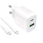 Puro PROLITE 25W USB-A / USB-C wall charger + USB-C - USB-C cable 1.2m - white, Puro PUTCUSBAC25WDYKCCWHI PUTCUSBAC25WDYKCCWHI