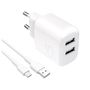 Puro PROLITE 10W 2x USB-A wall charger + USB-A - USB-C cable 1.2m - white, Puro PUTC2USBA10WDYKACWHI PUTC2USBA10WDYKACWHI