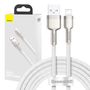 USB cable for Lightning Baseus Cafule, 2.4A, 2m (white), Baseus CALJK-B02