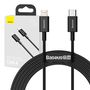 Baseus Superior Series Cable USB-C to iP, 20W, PD, 2m (black), Baseus CATLYS-C01