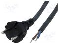 Cable; 2x1mm2; CEE 7/17 (C) plug,wires; rubber; Len: 3m; black; 10A JONEX S8RR-2/10/3BK