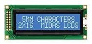 DISPLAY, ALPHANUMERIC, 16X2, WHITE MC21605B6WD-BNMLW-V2