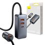 Car charger Baseus Share Together with extension cord, 3x USB, USB-C, 120W (grey), Baseus CCBT-B0G