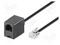 Cable: telephone; RJ11 socket,RJ11 plug; 3m; black Goobay TEL-RJ11-PS-BK/03