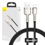 USB cable for Lightning Baseus Cafule, 2.4A, 0,25m (black), Baseus CALJK-01