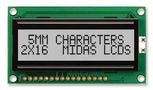 DISPLAY, ALPHANUMERIC, 16X2, NOBACKLIGHT MC21605H6W-SPR3-V2