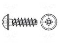 Screw; for plastic; 2.5x10; Head: button; Pozidriv; PZ2; zinc BOSSARD B2.5X10/BN20092