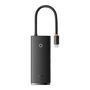 Baseus Lite Series Hub 6w1 USB-C to 2x USB 3.0 + USB-C + HDMI + SD/TF (black), Baseus WKQX050001