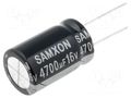 Capacitor: electrolytic; low ESR; THT; 4700uF; 16VDC; Ø16x25mm SAMXON GT4700/16