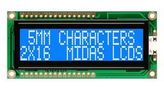 DISPLAY, ALPHANUMERIC, 16X2, WHITE MC21605G6WD-BNMLW-V2