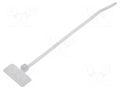 Cable tie; with label; L: 110mm; W: 2.5mm; natural; polyamide; 80N HELLERMANNTYTON IT18FL-PA66-NA-C1