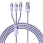 3in1 USB cable Baseus StarSpeed Series, USB-C + Micro + Lightning 3,5A, 1.2m (Purple), Baseus CAXS000005