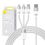 3in1 USB cable Baseus StarSpeed Series, USB-C + Micro + Lightning 3,5A, 1.2m (White), Baseus CAXS000002