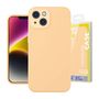 Baseus Liquid Silica Gel Case for iPhone 14 Plus (sunglow)+ tempered glass + cleaning kit, Baseus ARYT020310